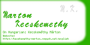 marton kecskemethy business card